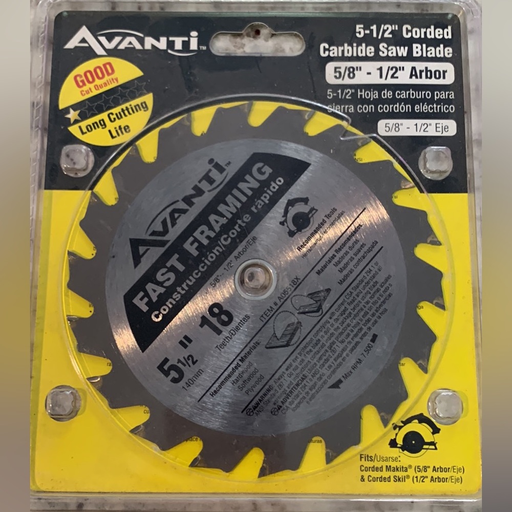 Avanti 5-1/2 in 18 Teeth Corded Carbide Sawblade